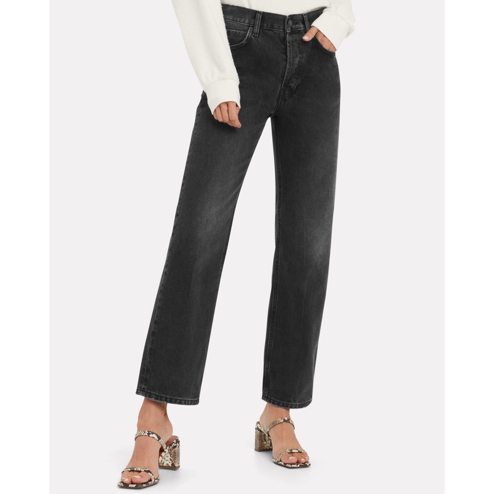 Anine bing black high waisted straight leg jeans 24